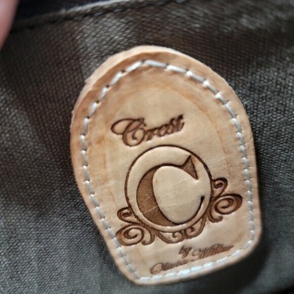 Crest by Olivia Miller Tan Cowhide Studded Embellished Handbag Long Strap Purse - Picture 8 of 9